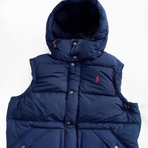 Polo Ralph Lauren Elmwood Down Puffer Vest Navy Blue Size L Etsy UK