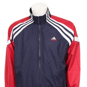 Vintage 90s Adidas Cut And Saw Windbreaker Tracksuit top jacket Blue/Red/White Size M