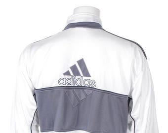 Vintage 90S Adidas Track top Jacket White/Gray  Size XL D8