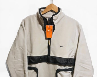 Seltene Vintage Nike 1/2 zip Fleecejacke beige Grösse M NEU MIT TAGS