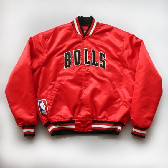 Vintage 90s Chicago Bulls Satin Jacket By Starter Red White Etsy