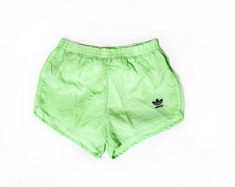 Vintage 90s ADIDAS Nylon Sprinter shorts NEONE GREEN Retro S