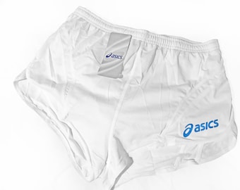 vintage Asics Glanz Shiny Nylon vintage Retro Sprinter Shorts Pantalon blanc Taille S