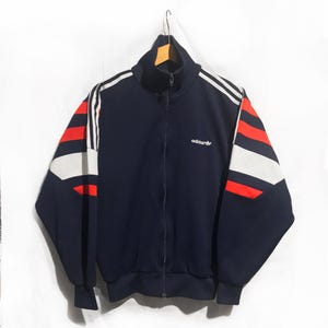 Adidas TrackTop jacket Color block Navy Blue/ Red/White Size S Vintage 80s