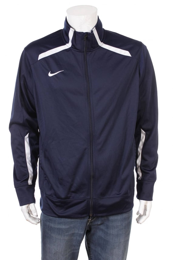 navy blue and white nike windbreaker