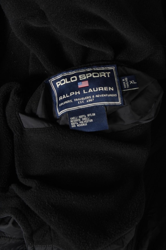 Vintage Polo Sport Reversible Fleece Lined Jacket Flag Logo Black