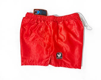 Uhisport Sprinter Shorts Vintage 80s Shiny Glanz Satin Nylon Silky Retro RED Sz L NWT