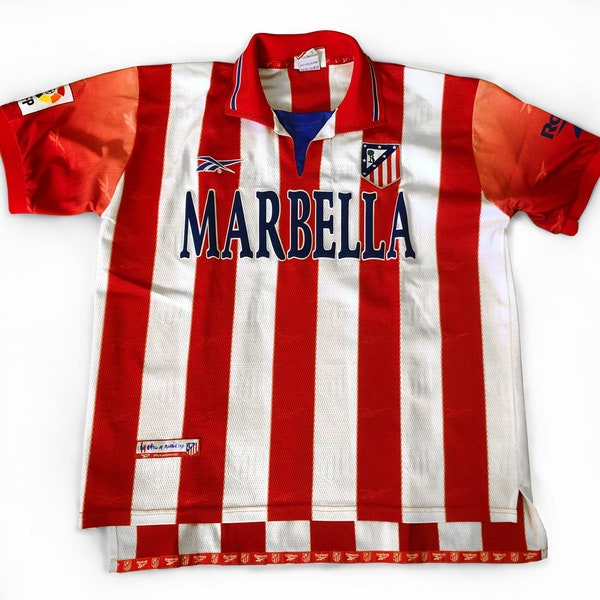 Atletico Madrid 1998-1999 Home Football Shirt soccer jersey Reebok Size L Maglia Trukot