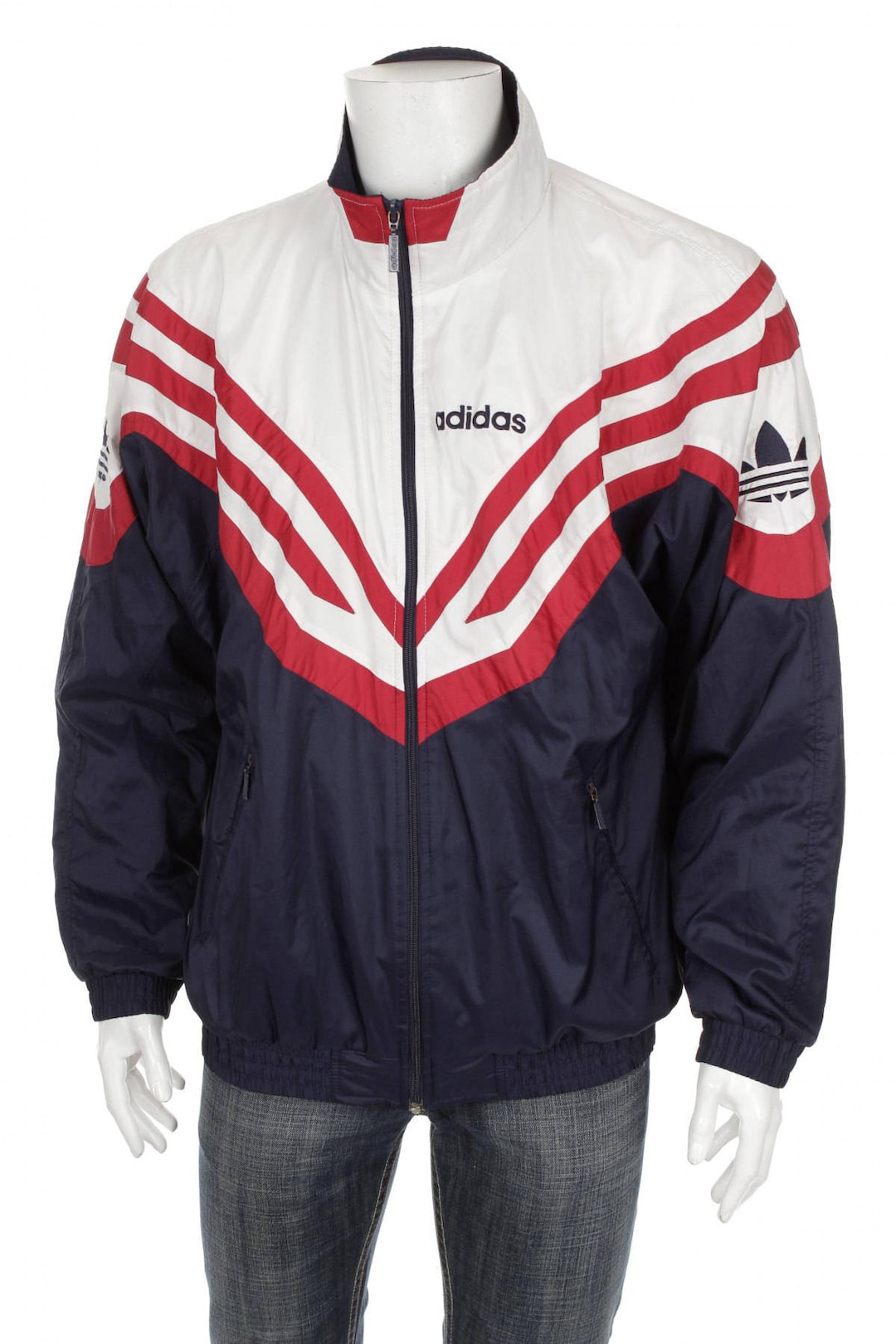 Vintage 90s Adidas Trefoil Windbreaker Tracksuit Top Jacket Blue/red ...