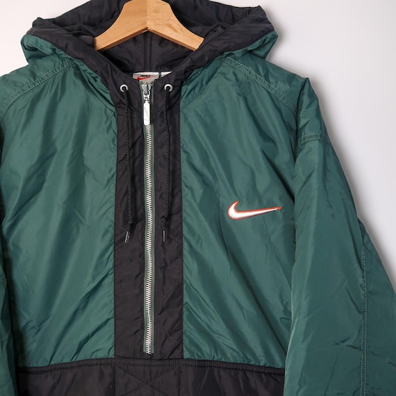 Vintage 90s Nike Swoosh Insulated 1/2 Zip Pullover Jacket Green