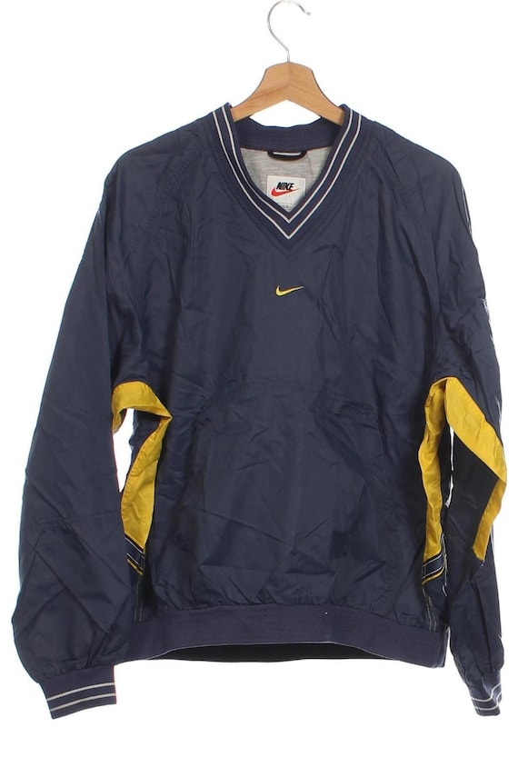 Vintage 90s Nike Center Swoosh Windbreaker Pullover Jacket Navy