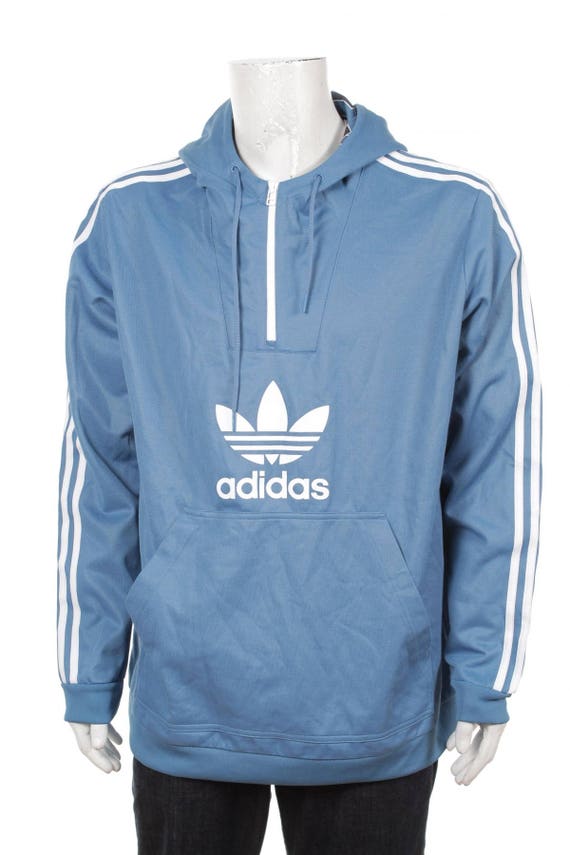 adidas trefoil hoodie blue
