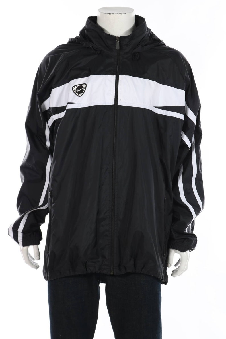 nike windbreaker jacket black and white