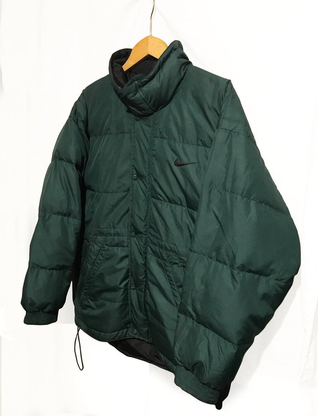 Vintage 90s Nike Swoosh Puffer Jacket Dark Green Size XL - Etsy