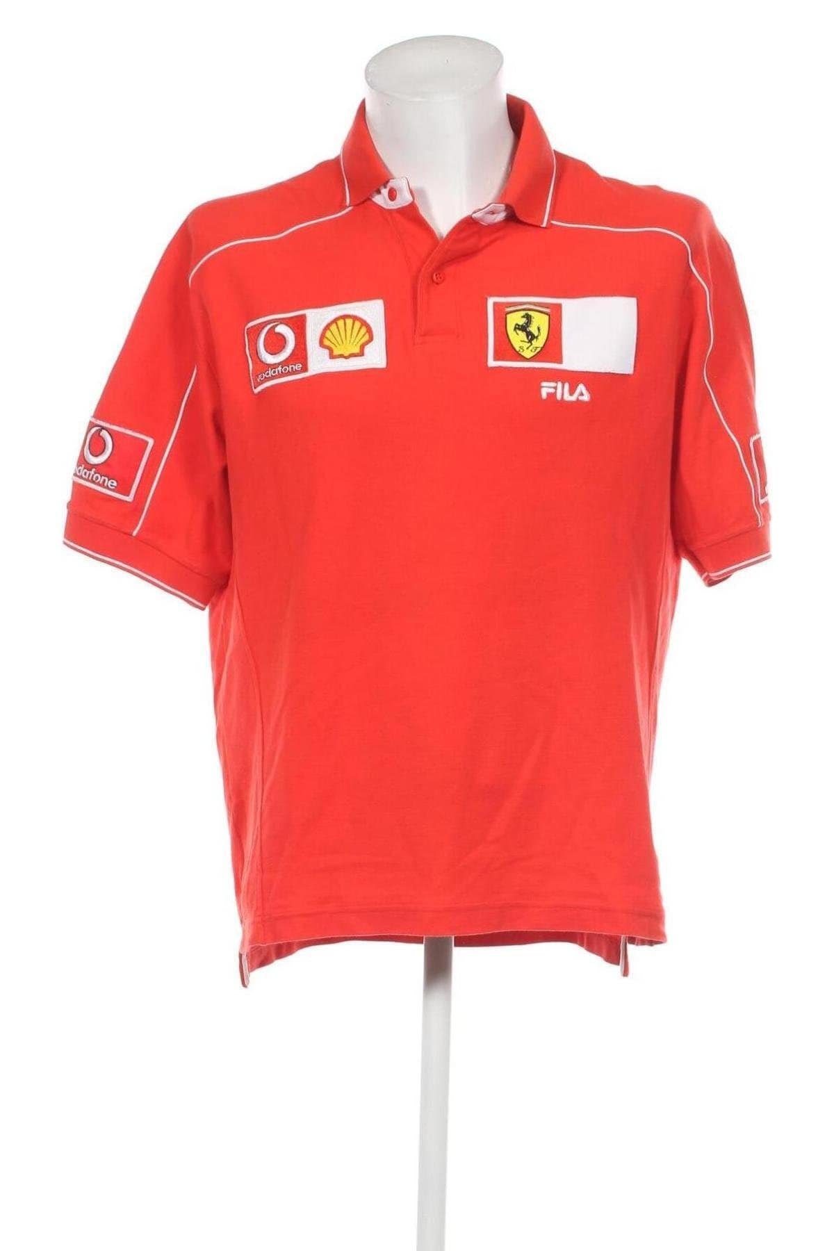 FILA FERRARI F1 SHIRT MENS RED RACING SHIRT VODAFONE VINTAGE JERSEY SHIRT  SIZE M