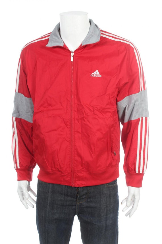 grey and red adidas tracksuit