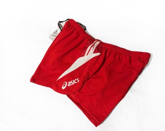 Vintage ASics Sprintershorts, Rot & Weiß, 2000er Jahre Laufshorts