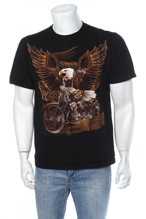 Vintage Rock Eagle Single Stitch Camiseta de Motocicleta Negro Etsy España