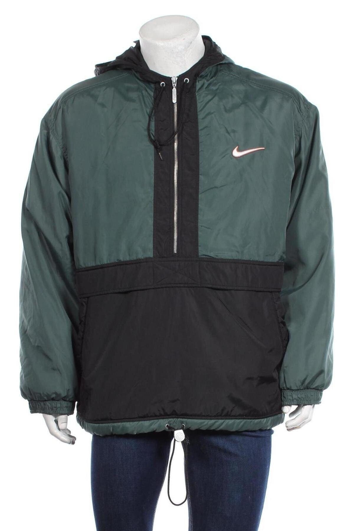 Vintage 90s Nike Swoosh Insulated 1/2 Zip Pullover Jacket Green