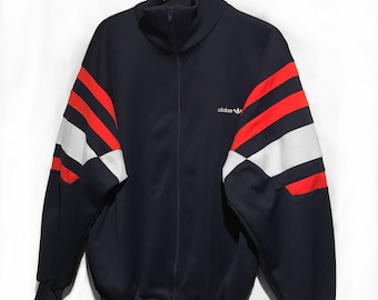 トップス adidas 90s Track Jacket - Silver x Navy Vintage Y2K Adidas Track Jacket Mens Large Set Blue White