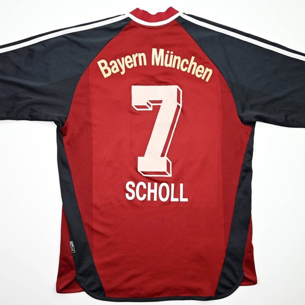 Vintage  Bayern Munich 2001-02 Adidas SCHOLL #7 Home Football Shirt Soccer Jersey  Size M Maglia Trikot