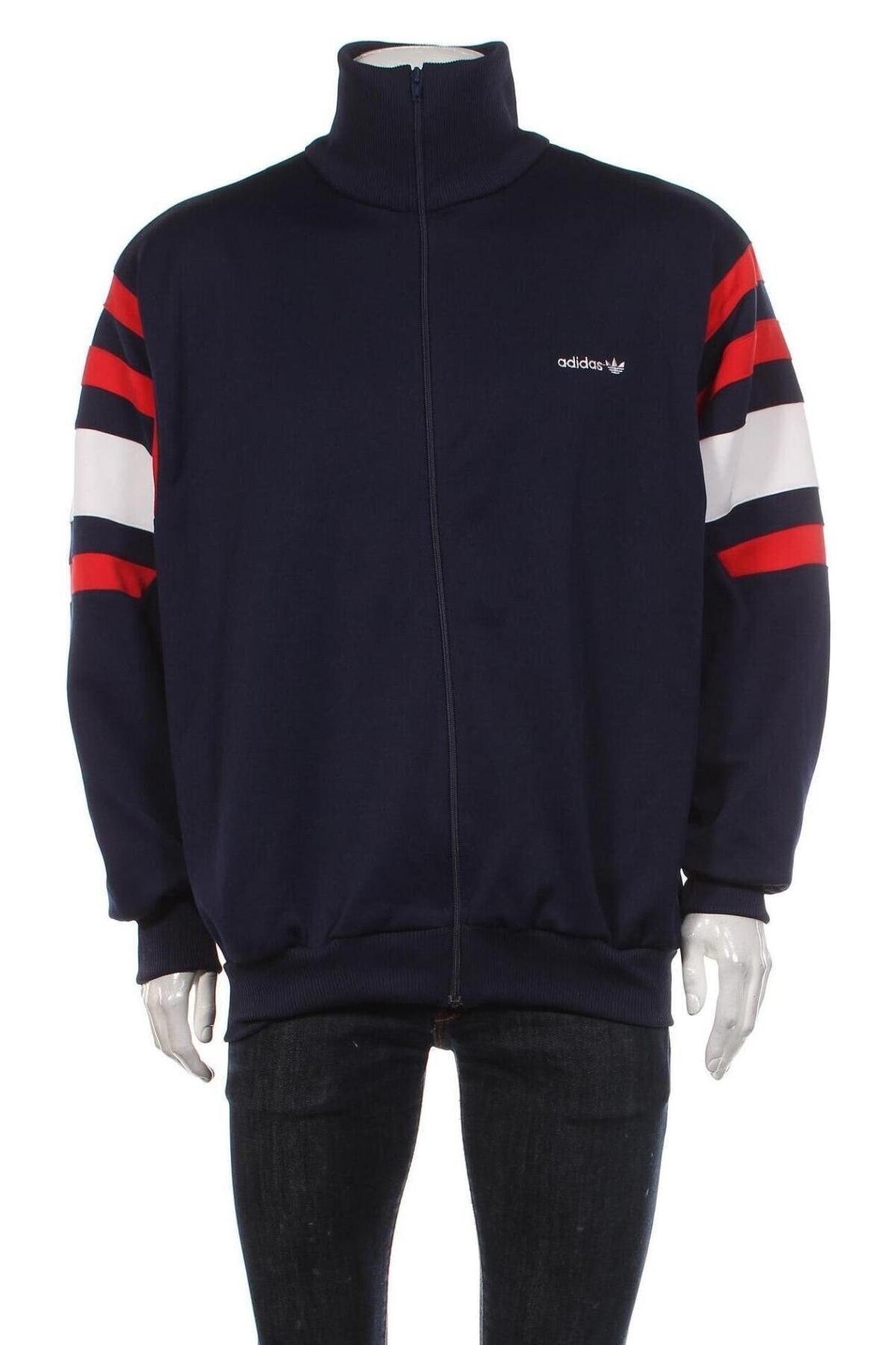 00'S adidas jersey track jacket, men's XL size polyester navy blue type Vintage Second Hand