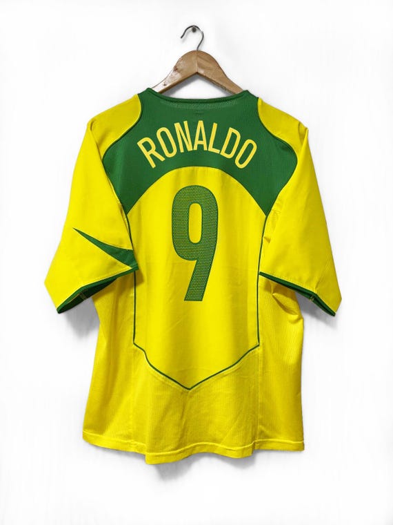 ブラジル代表 ユニフォーム RONALDO 9 長袖 Brazil 2004 2006 Home Football Shirt Soccer Jersey Sz L MEN #9