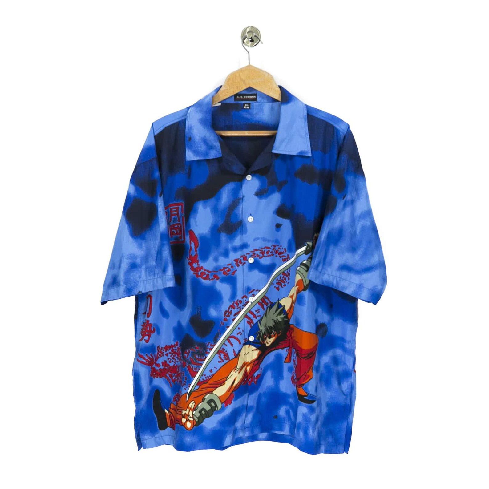 vintage anime button down shirt