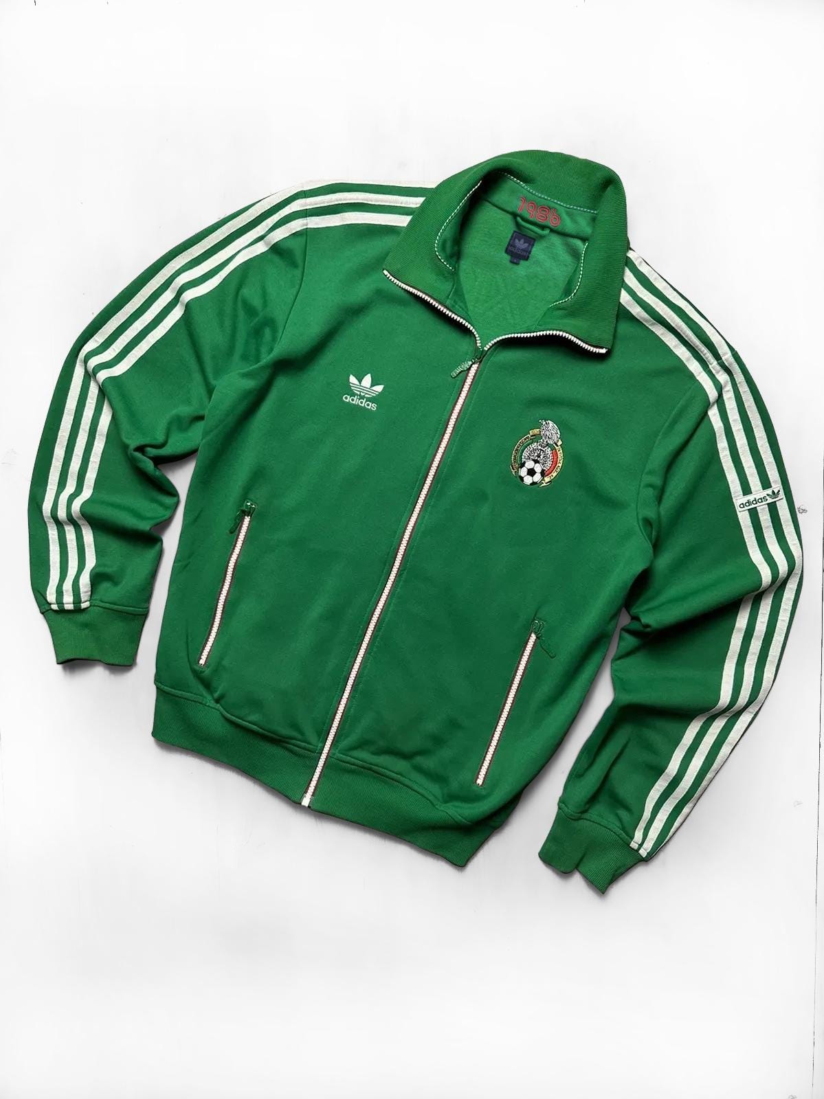 1986 MEXICO Retro Football Soccer Zip Track Jacket Adidas Size L