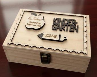 Personalized Teacher Gift Keepsake Box School Memory Container Storage Photo Frame Classroom Memories Appreciation Present Elementary