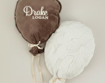 Personalized Balloon Pillow Nursery Decor Custom Fabric Cushion Baby Name Wall Decoration Birth Announcement Photo Prop Playroom Accent