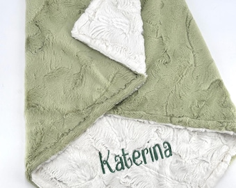 Custom Baby name blanket embroidered minky plush monogram blanket gender neutral baby gift soft newborn blanket personalized gift for baby