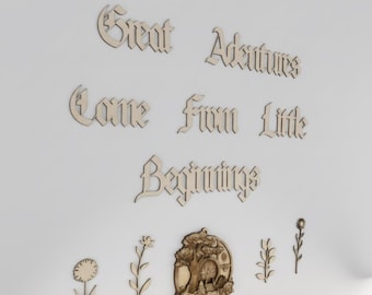 Hobbit Nursery Decor Middle Earth Themed Bedroom Wall Art Wooden Quote Fantasy Design Rustic Sign Natural Wood Adventure Decoration Tolkien