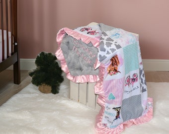 Western Personalized BlanketPink Cowgirl blanket Western baby blanket highland cow baby girlbaby girl horseHighland Cow blanket