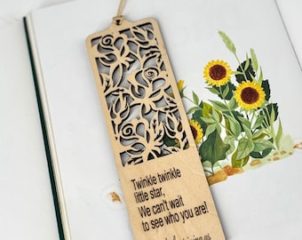 Baby Wooden bookmark Shower favor custom thank you gift for girl boy welcome baby gift bulk party gift for gender reveal party baby gift