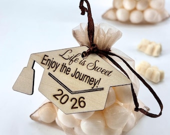 Graduation Favor Bag Candy Holder Sweet Future Tag Wooden Cap Celebration Party Supply School Kindergarten Gift Preschool Senior Treat