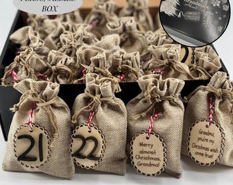 Personalized kids advent calendar gift for grandma xmas customized gift box countdown days to Christmas gift bags new grandmother keepsake