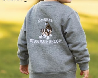 Personalized Toddler Sweatshirt Custom Name Embroidered Pullover Puppy Design Birthday Gift Gender Neutral Children Clothing Youth Apparel