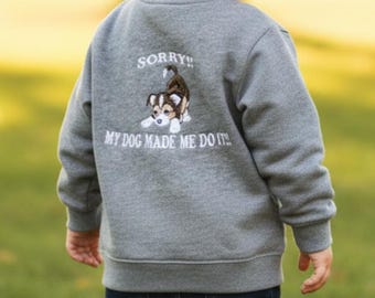 Personalized Embroidered Toddler Sweatshirt Puppy Design Custom Name Pullover Gender Neutral Children Clothing Birthday Gift Size Customized
