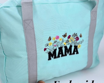Mom Duffle Bag Travel Weekend Gym Workout Carry Tote travel Supply Storage Hospital Bag Mama Gift Idea Appreciation Present Embroidered
