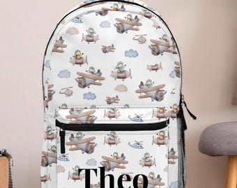 Custom kids airplane backpack with name school bag personalized for child gift monogrammed kindergarten tote bag for boy aviation present