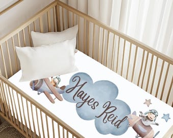 Personalized Crib Sheet vintage airplane Nursery Bedding Set for boy Baby Shower Gift Nursery Decor Airplane Baby Present Airplane Gift Boy