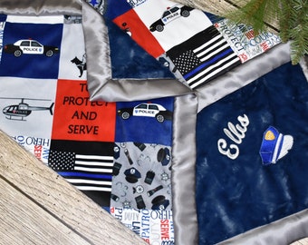 Police blanket-cop blanket-sheriff blanket-minky blanket-baby shower gift-birthday gift-flag blanket-blue line gifts-back the blue gift