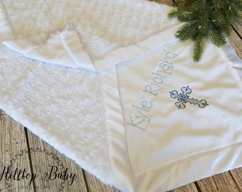 Personalized Christening baby gifts-Baptism gift boy, Baptismal minky blanket, centerpieces for baptism, heirloom blanket, Blessing Blanket