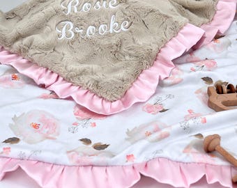 Personalized Baby Blanket Blanket Baby Gift Gift Baby Girl Girl Shower Present Present Baby Shower Shower Gift Newborn Newborn Baby Minky