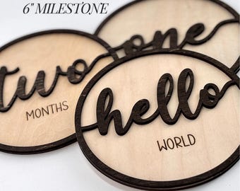 Newborn Photo Prop Baby Shower Gift Milestone Disc Monthly Marker First Year Memory Keeper Birth Announcement Hospital Sign Nursery
