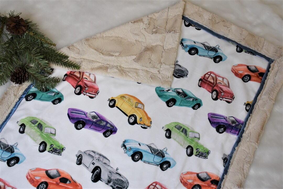Personalized Vintage Car Minky Blanketbaby Boy Gift, Muscle Car Baby