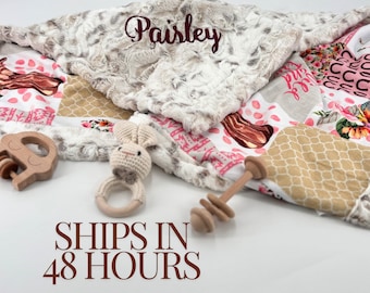 Personalized Baby Blanket Western Nursery Decor Cowgirl Crib Bedding Custom Toddler Minky Pink Floral Cowboy Boot Design Rustic Gift Soft