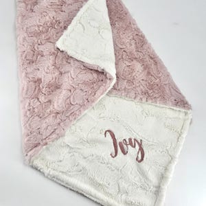 Personalized pink baby blanket girl minky Blanket for Newborn baby gift handmade baby blanket with name embroidery custom gift for infants image 1
