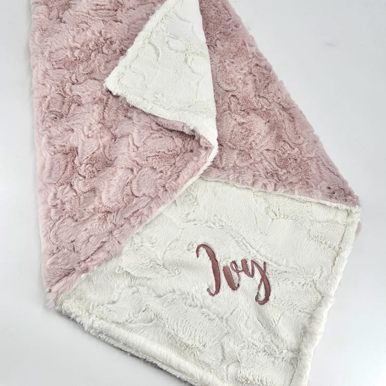 Personalized pink baby blanket girl minky Blanket for Newborn baby gift handmade baby blanket with name embroidery custom gift for infants image 1